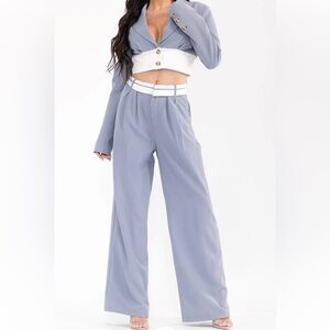 A117. Blue Blazer & Wide-Leg Pants